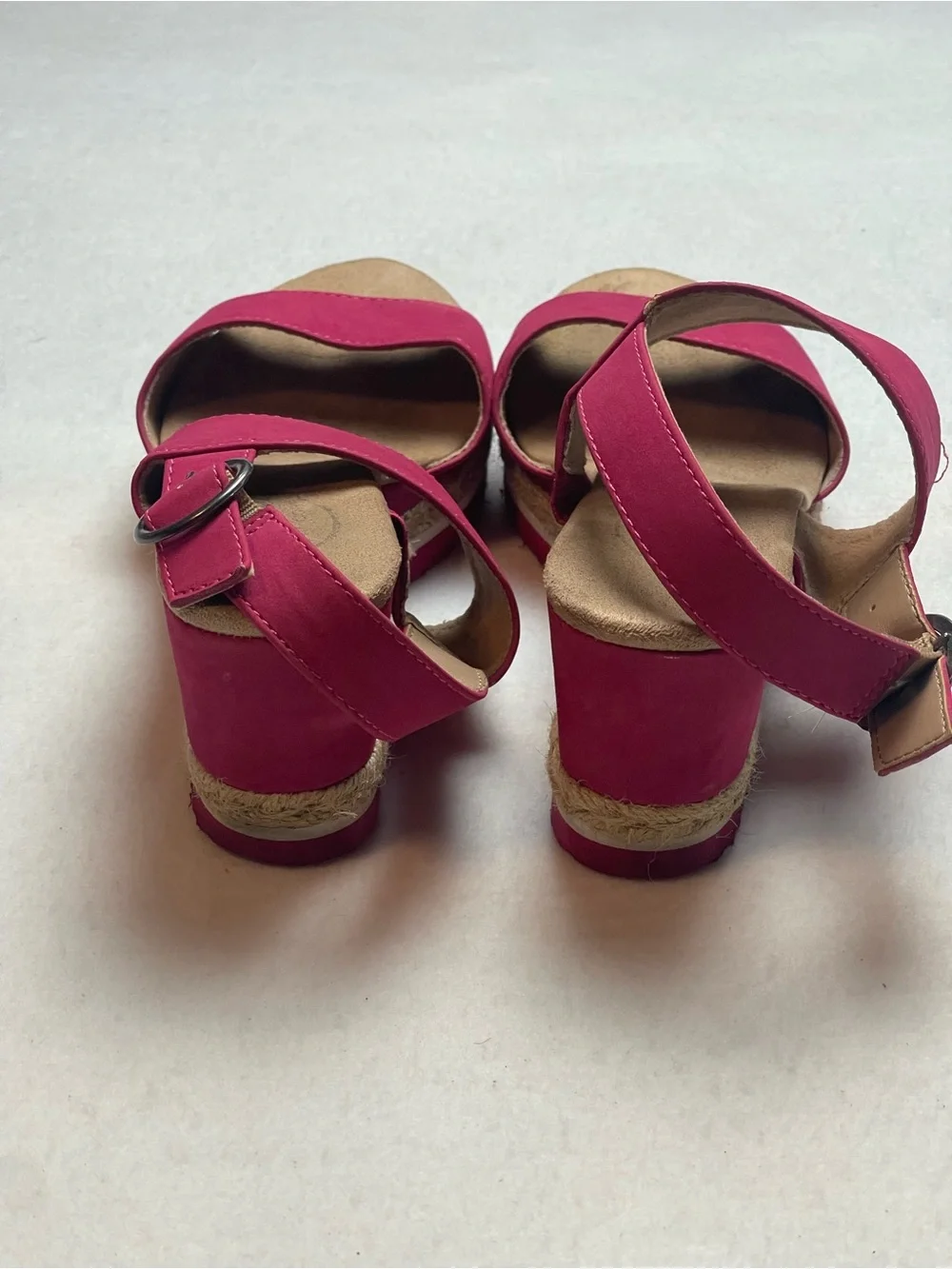 Life Stride Pink Fuchsia Double-Strap Wedges